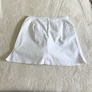 Larry Levine Skort Skirt Size 12 White Cotton Spandex Stretch